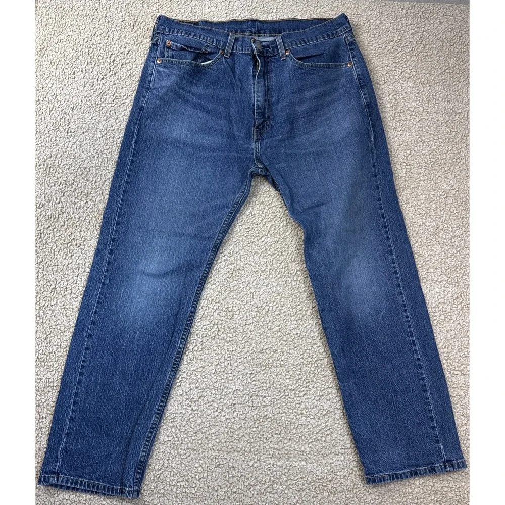 Levi's 505 Jeans Mens 36x29 Blue Regular Fit Straight Leg Medium Wash Stretch